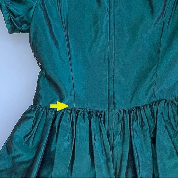 Jessica McClintock Gunne Sax Green Dress w/ Sequins on Bodice Black Trim Size 10 - Picture 15 of 15